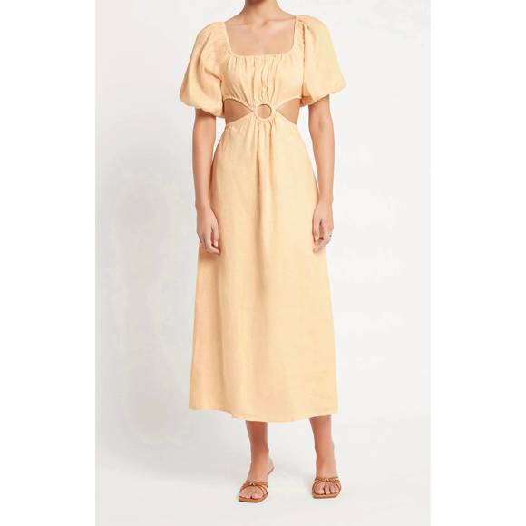 NEW FAITHFULL THE BRAND trinita maxi dress in plain butter - Picture 1 of 1